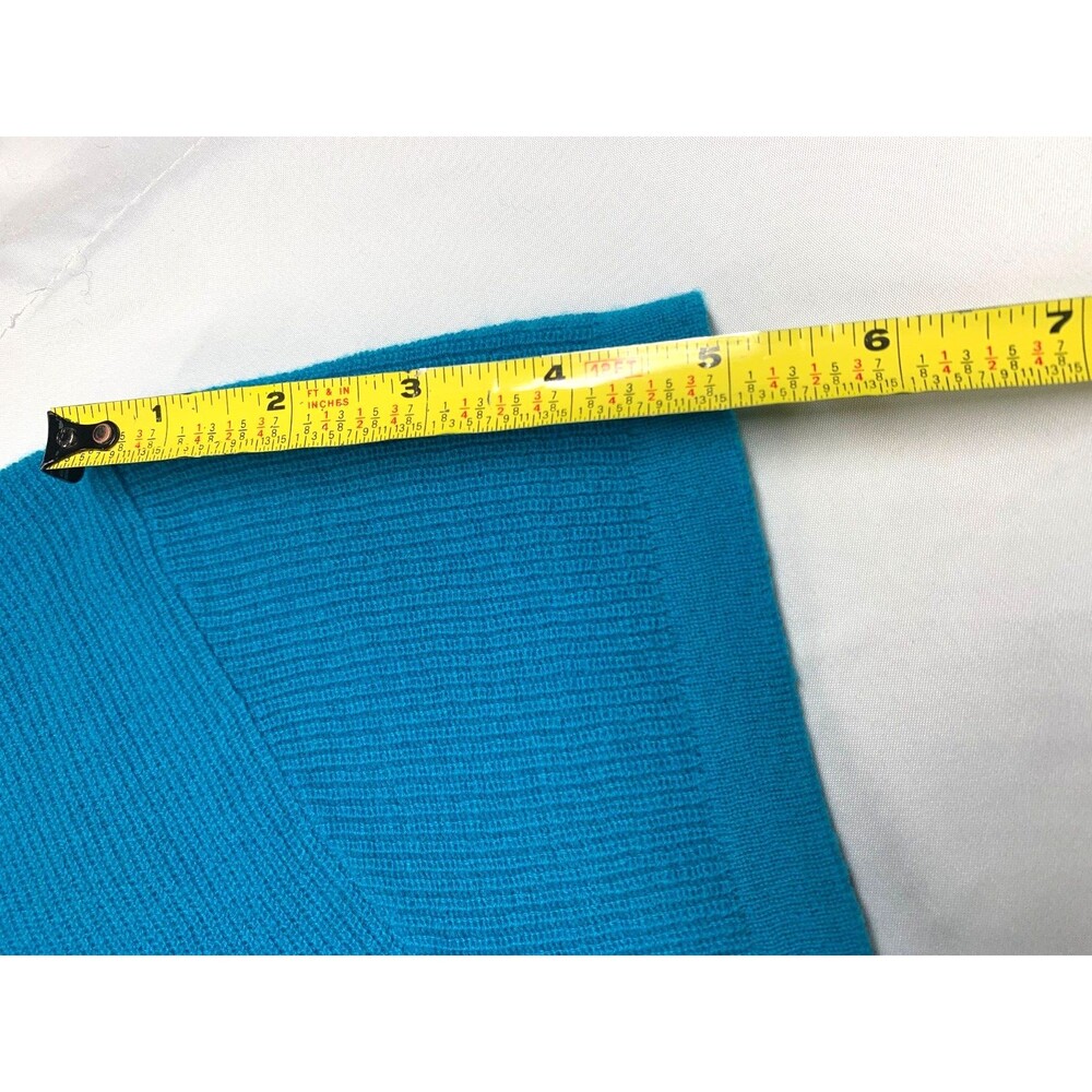 J. Crew Teal Cashmere Short Sleeve Sweater Size M Medium Ribbed Knit Top - Picture 5 of 9